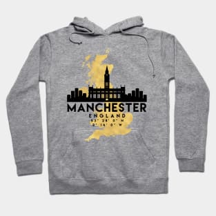 Manchester England Skyline Map Art Hoodie